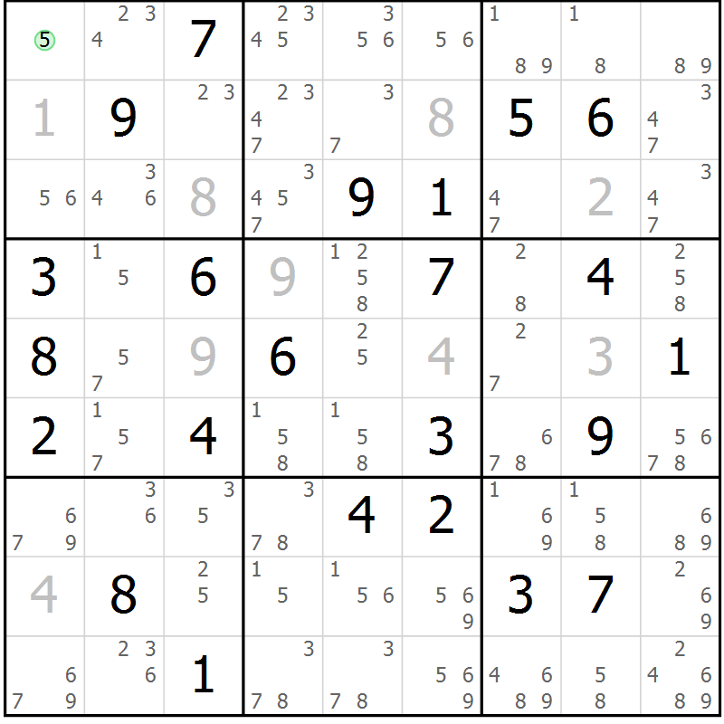Position des candidats pour la solution de la Gr 26 page 29 du magazine de sudoku Maestro n° 099