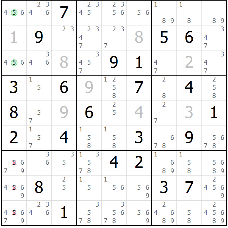 Position des candidats pour la solution de la Gr 26 page 29 du magazine de sudoku Maestro n° 099