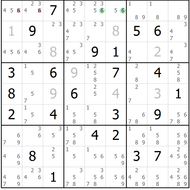 Position des candidats pour la solution de la Gr 26 page 29 du magazine de sudoku Maestro n° 099