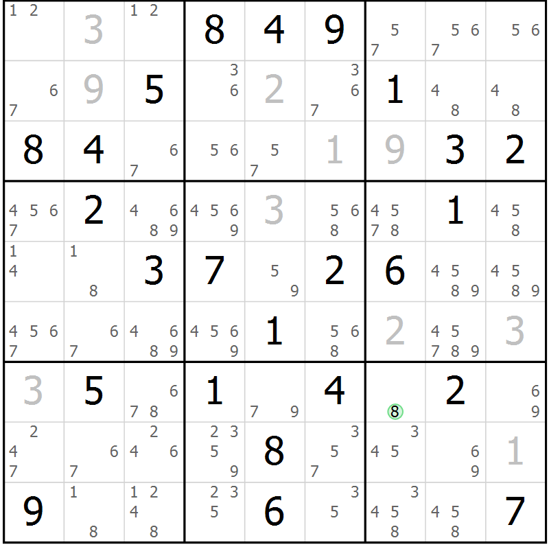Position des candidats pour la solution de la Gr 27 page 30 du magazine de sudoku Maestro n° 099