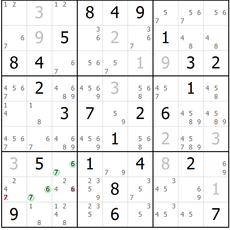 Position des candidats pour la solution de la Gr 27 page 30 du magazine de sudoku Maestro n° 099
