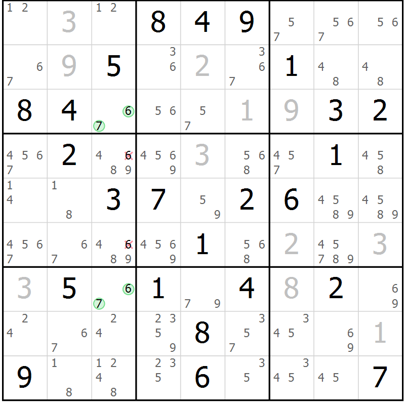 Position des candidats pour la solution de la Gr 27 page 30 du magazine de sudoku Maestro n° 099