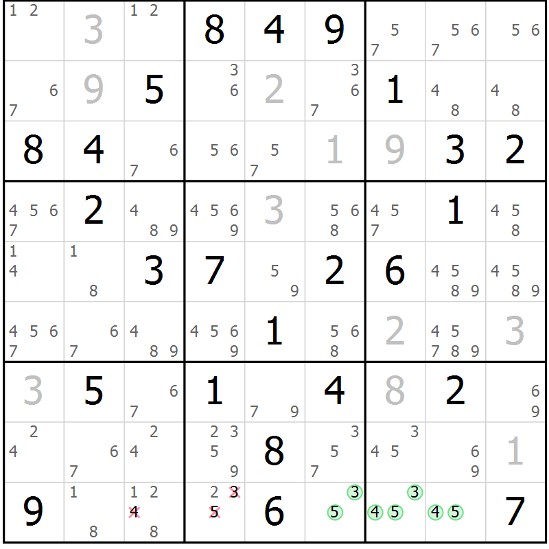 Position des candidats pour la solution de la Gr 27 page 30 du magazine de sudoku Maestro n° 099