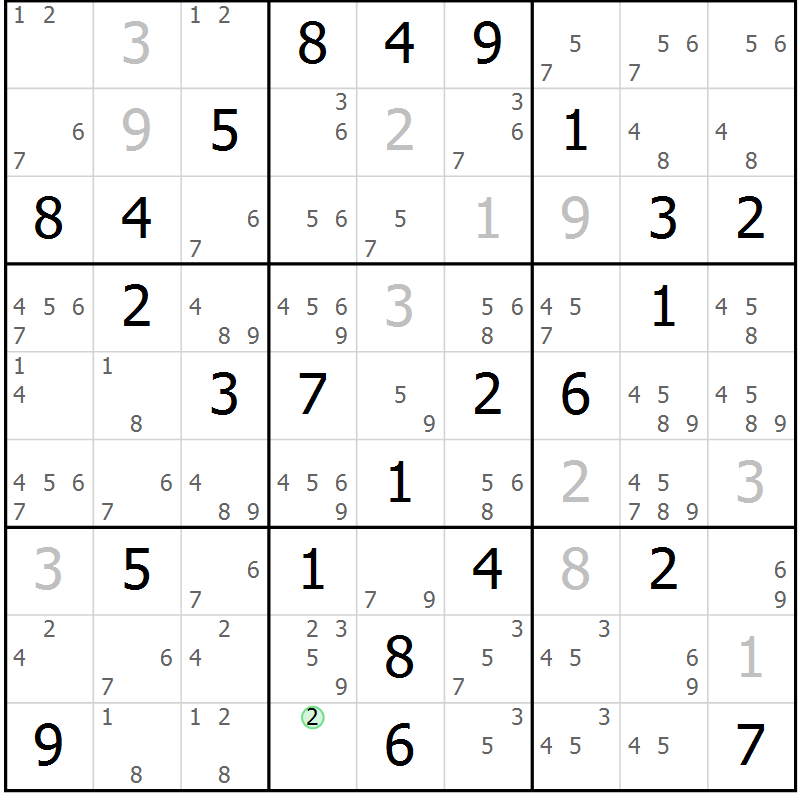 Position des candidats pour la solution de la Gr 27 page 30 du magazine de sudoku Maestro n° 099