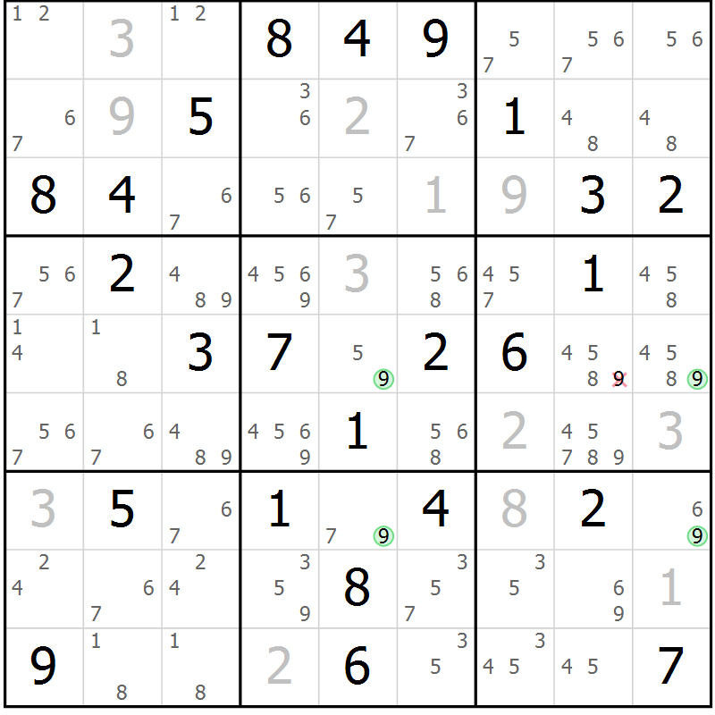 Position des candidats pour la solution de la Gr 27 page 30 du magazine de sudoku Maestro n° 099