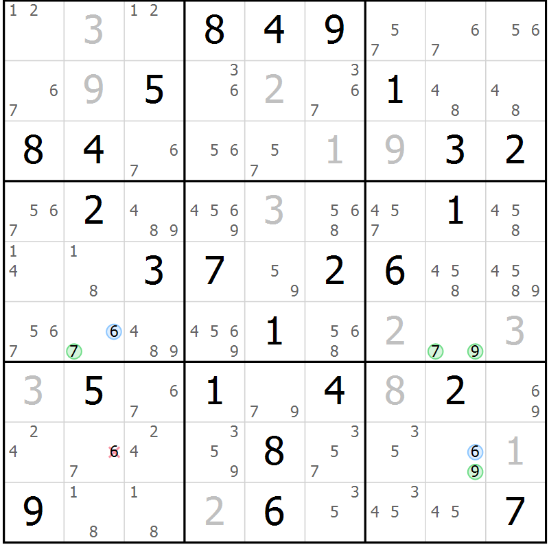 Position des candidats pour la solution de la Gr 27 page 30 du magazine de sudoku Maestro n° 099