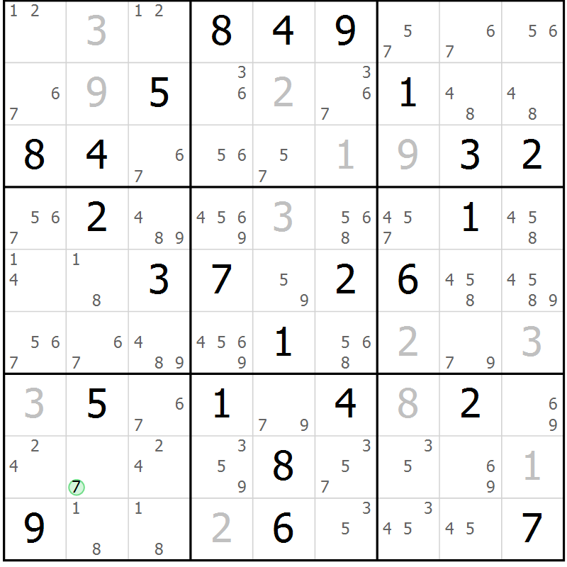 Position des candidats pour la solution de la Gr 27 page 30 du magazine de sudoku Maestro n° 099