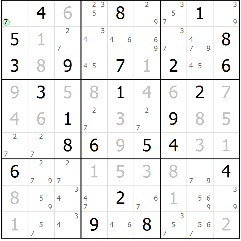 Position des candidats pour la solution de la Gr 29 page 32 du magazine de sudoku Maestro n° 099