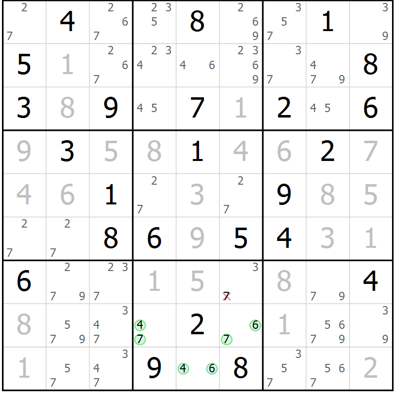 Position des candidats pour la solution de la Gr 29 page 32 du magazine de sudoku Maestro n° 099