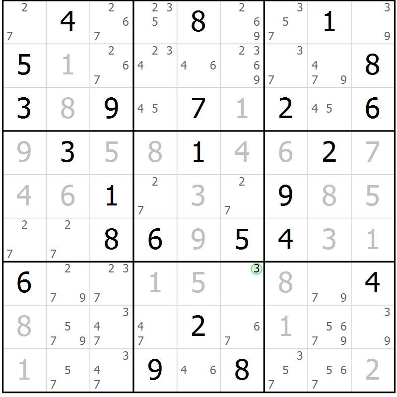 Position des candidats pour la solution de la Gr 29 page 32 du magazine de sudoku Maestro n° 099