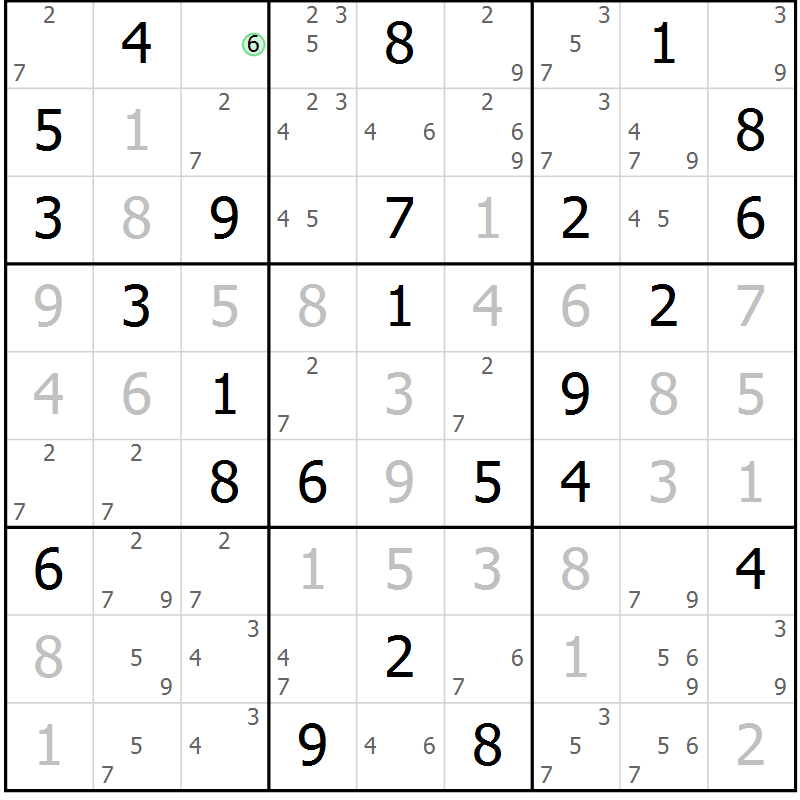 Position des candidats pour la solution de la Gr 29 page 32 du magazine de sudoku Maestro n° 099