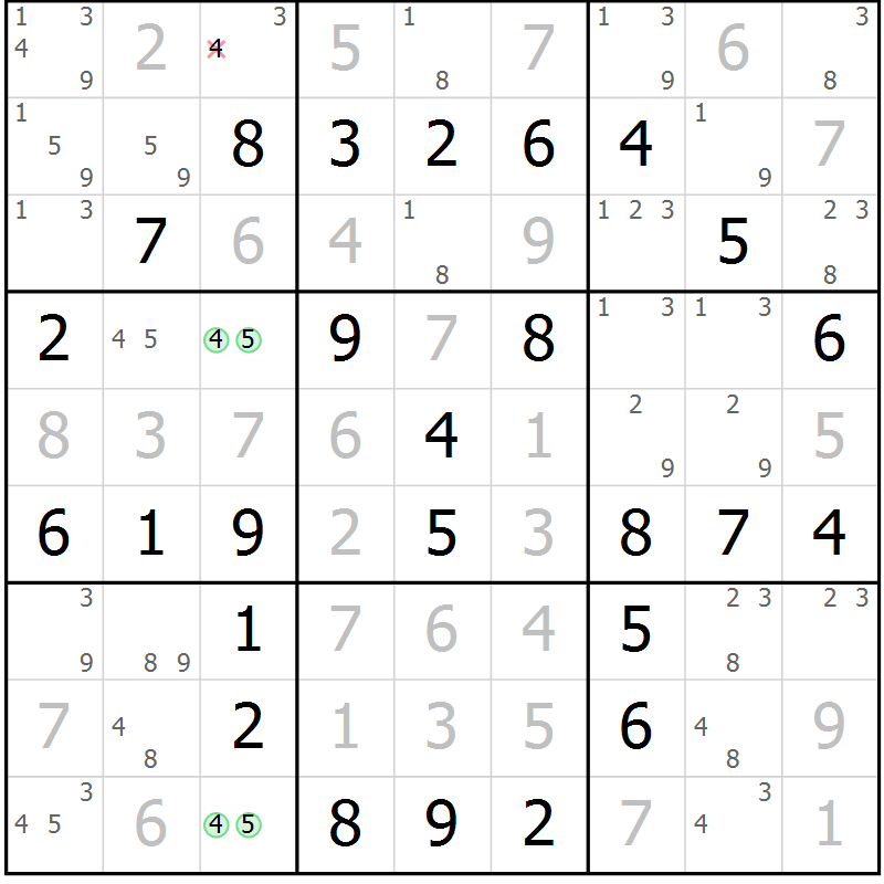 Position des candidats pour la solution de la Gr 3 page 6 du magazine de sudoku Maestro n° 099