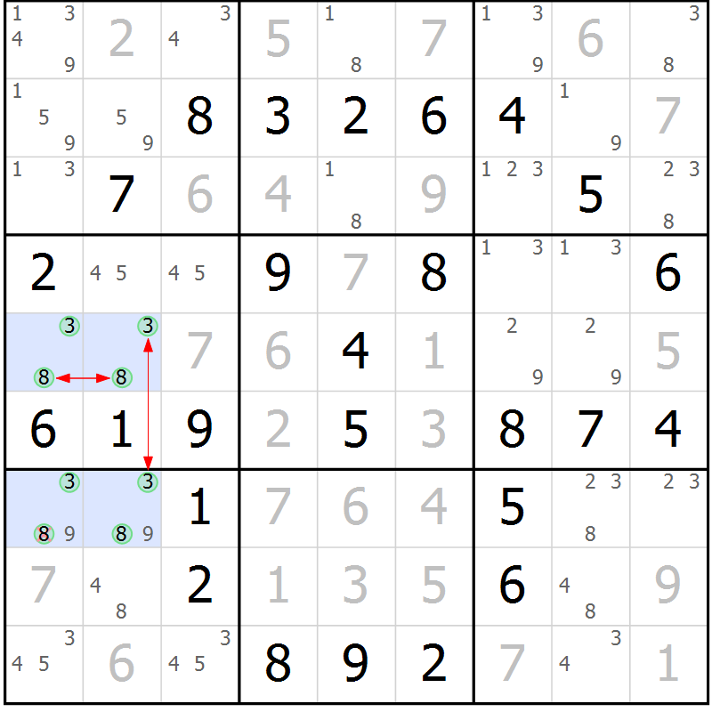 Position des candidats pour la solution de la Gr 3 page 6 du magazine de sudoku Maestro n° 099