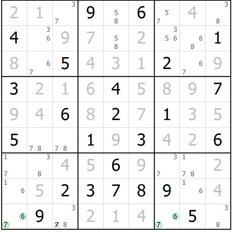 Position des candidats pour la solution de la Gr 30 page 33 du magazine de sudoku Maestro n° 099