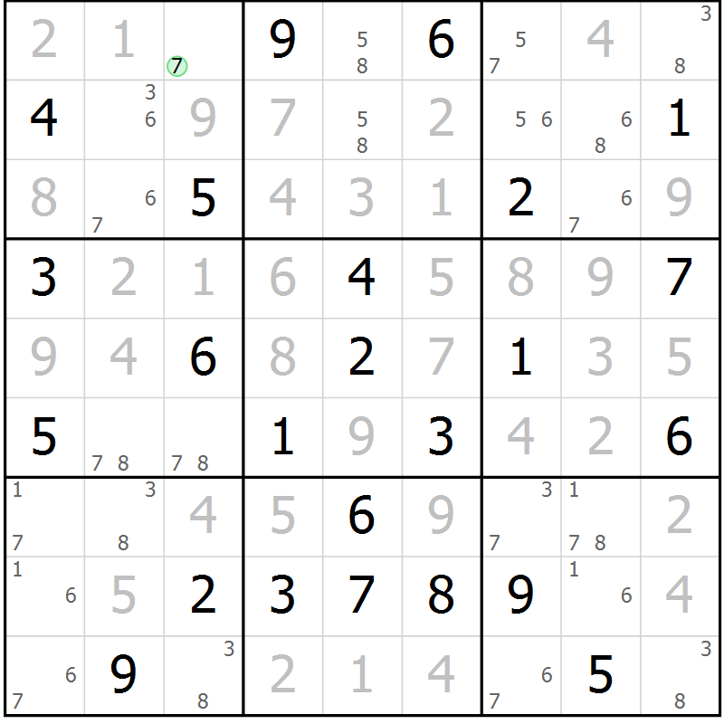 Position des candidats pour la solution de la Gr 30 page 33 du magazine de sudoku Maestro n° 099