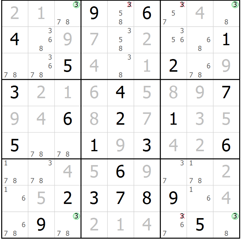 Position des candidats pour la solution de la Gr 30 page 33 du magazine de sudoku Maestro n° 099