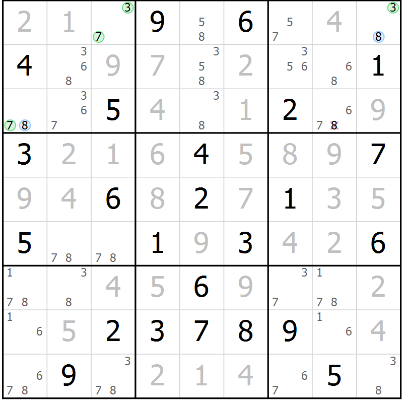 Position des candidats pour la solution de la Gr 30 page 33 du magazine de sudoku Maestro n° 099