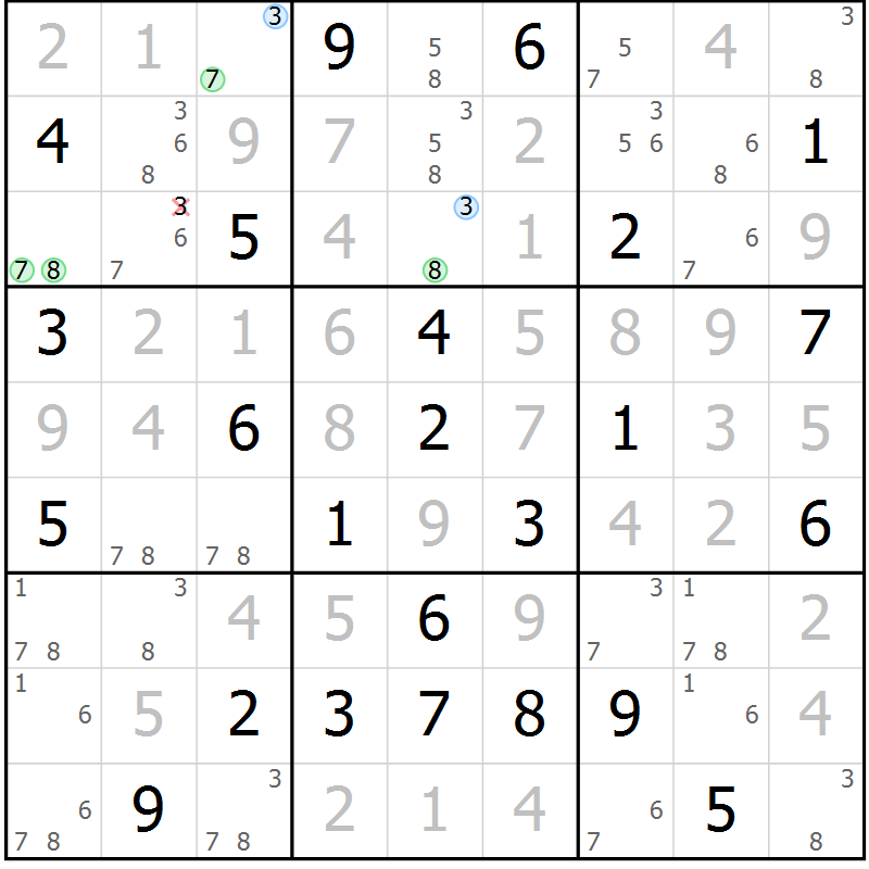 Position des candidats pour la solution de la Gr 30 page 33 du magazine de sudoku Maestro n° 099