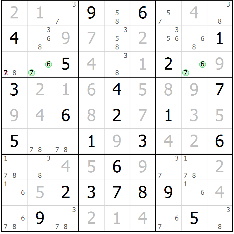 Position des candidats pour la solution de la Gr 30 page 33 du magazine de sudoku Maestro n° 099