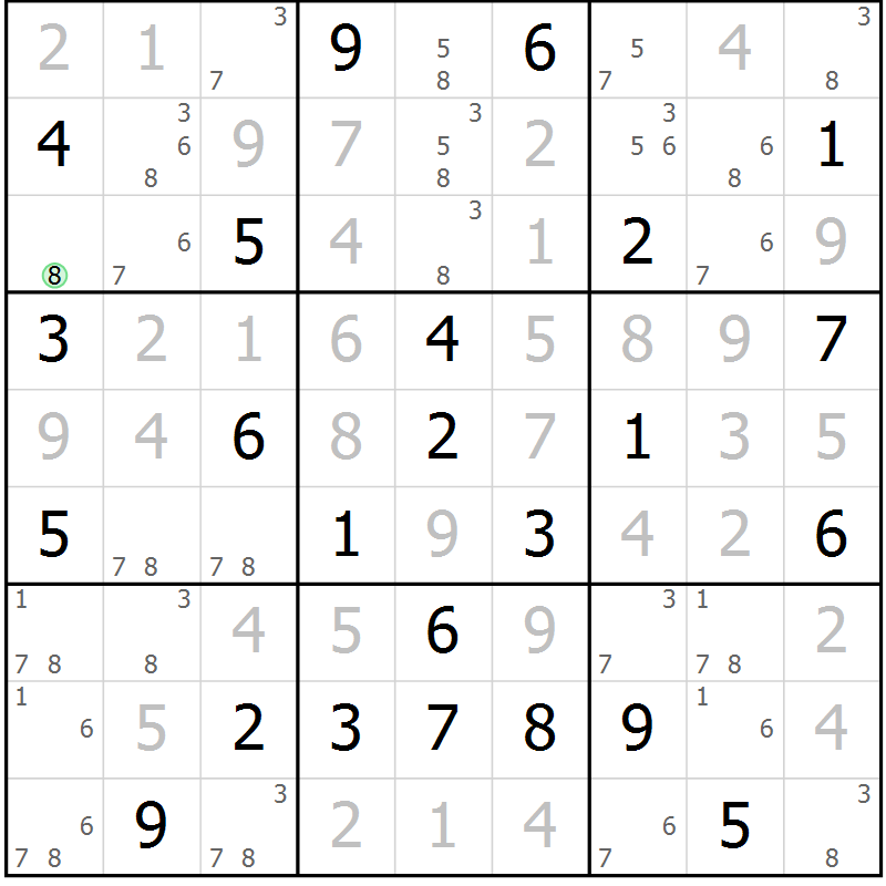 Position des candidats pour la solution de la Gr 30 page 33 du magazine de sudoku Maestro n° 099
