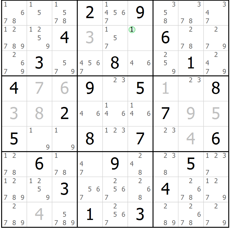 Position des candidats pour la solution de la Gr 31 page 34 du magazine de sudoku Maestro n° 099