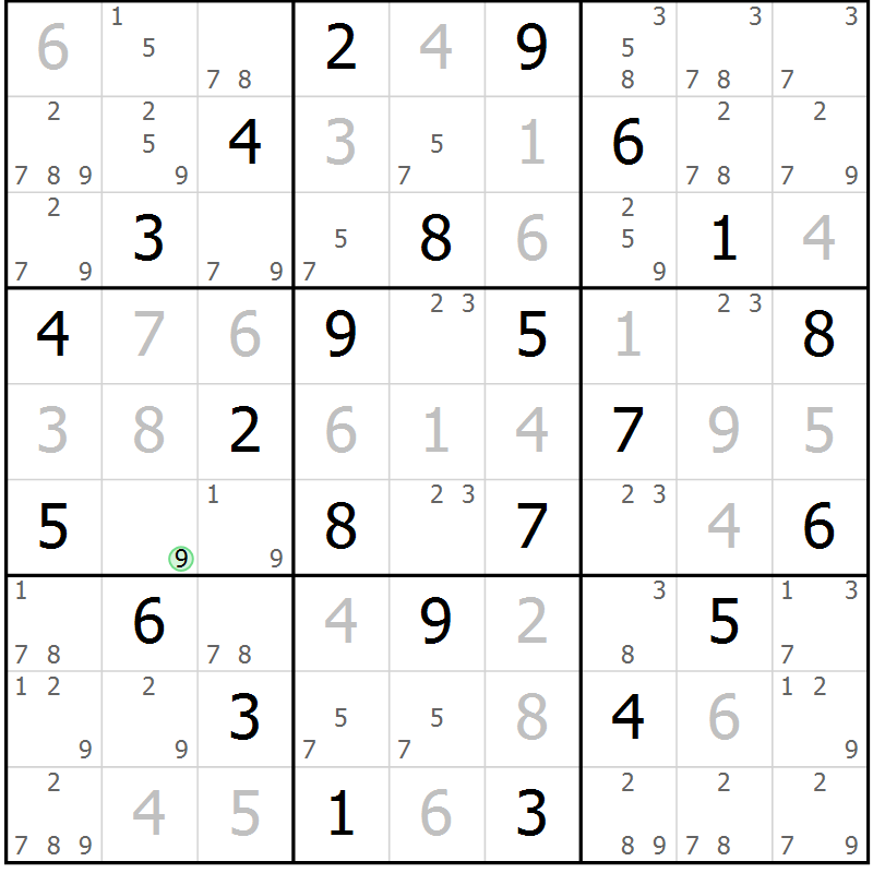 Position des candidats pour la solution de la Gr 31 page 34 du magazine de sudoku Maestro n° 099