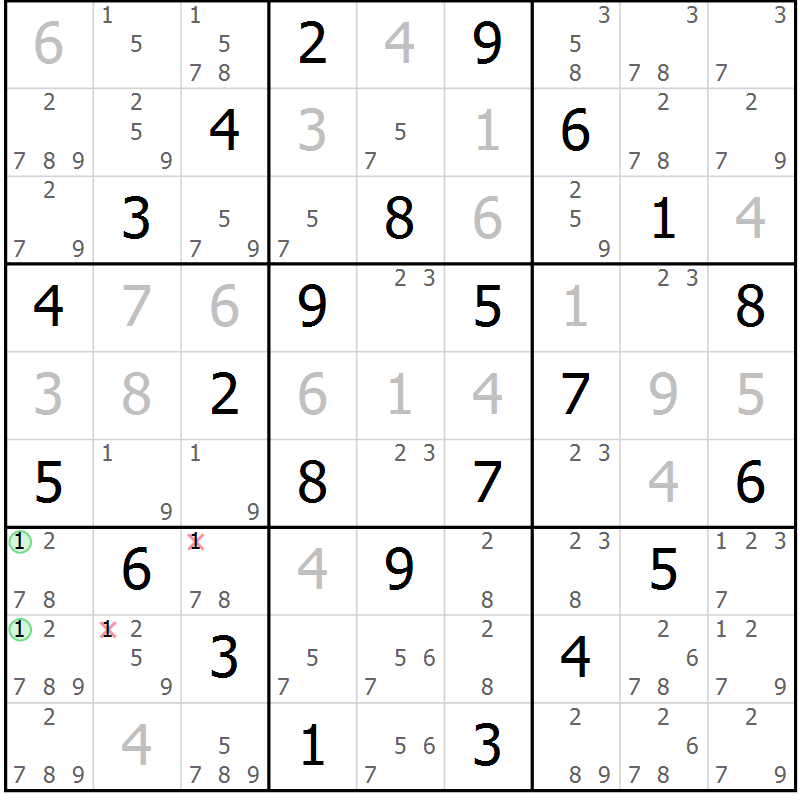 Position des candidats pour la solution de la Gr 31 page 34 du magazine de sudoku Maestro n° 099