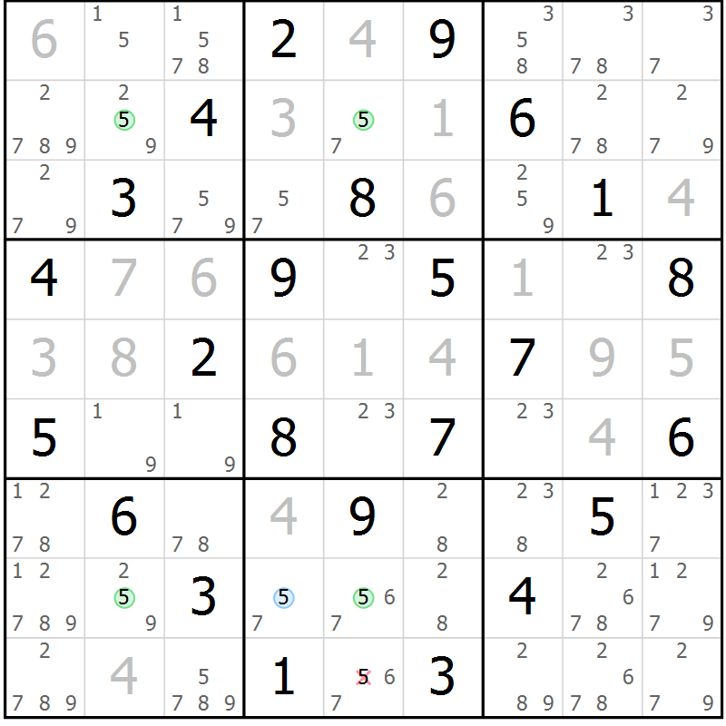 Position des candidats pour la solution de la Gr 31 page 34 du magazine de sudoku Maestro n° 099