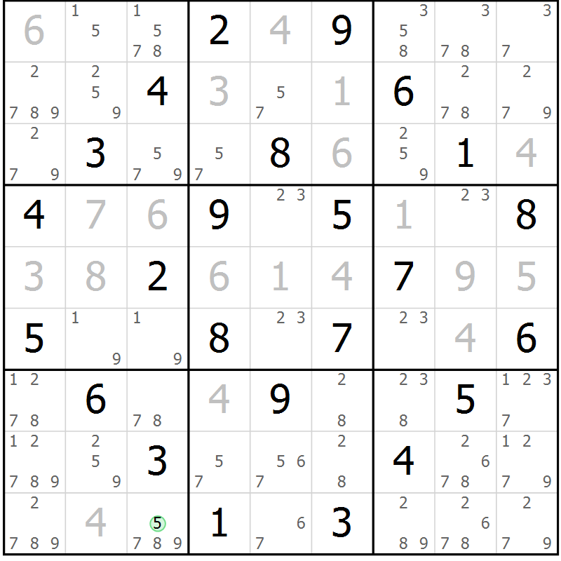 Position des candidats pour la solution de la Gr 31 page 34 du magazine de sudoku Maestro n° 099