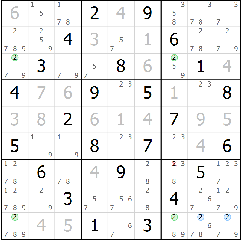 Position des candidats pour la solution de la Gr 31 page 34 du magazine de sudoku Maestro n° 099