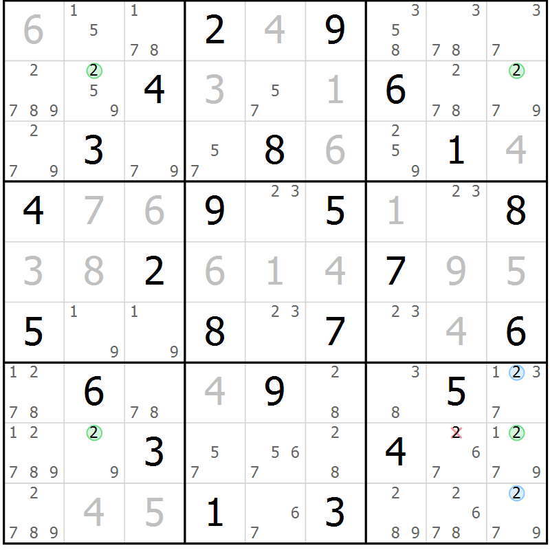 Position des candidats pour la solution de la Gr 31 page 34 du magazine de sudoku Maestro n° 099