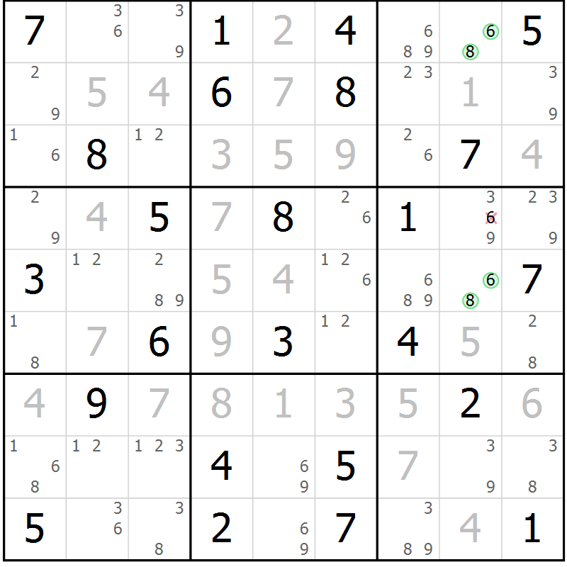 Position des candidats pour la solution de la Gr 32 page 35 du magazine de sudoku Maestro n° 099