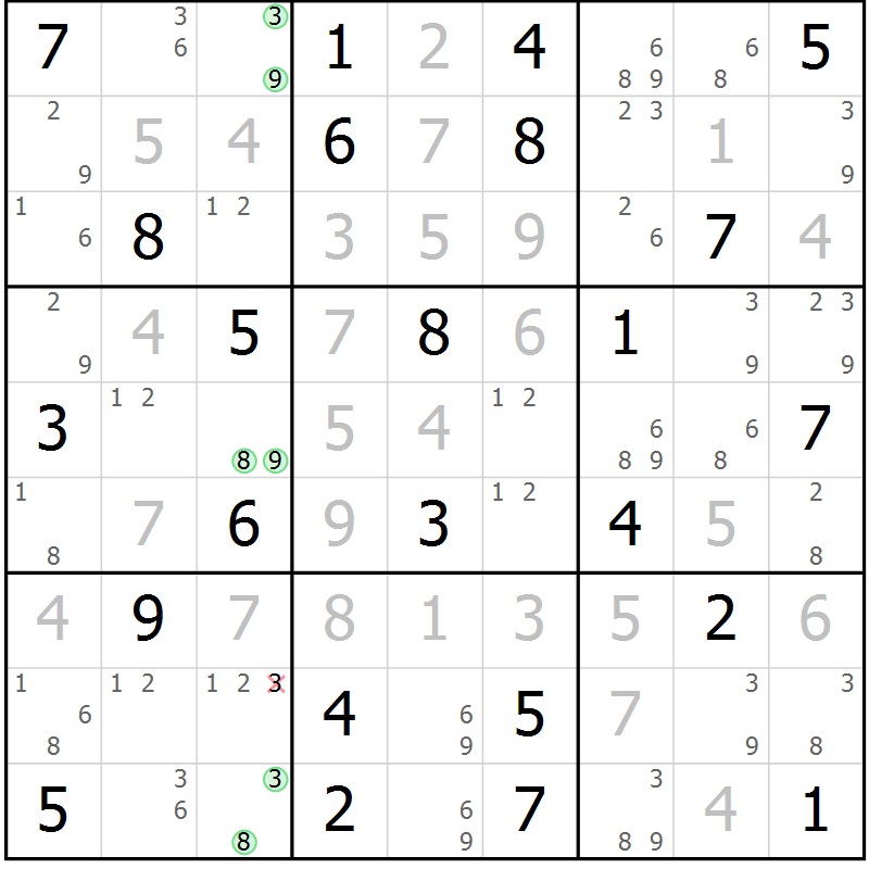Position des candidats pour la solution de la Gr 32 page 35 du magazine de sudoku Maestro n° 099