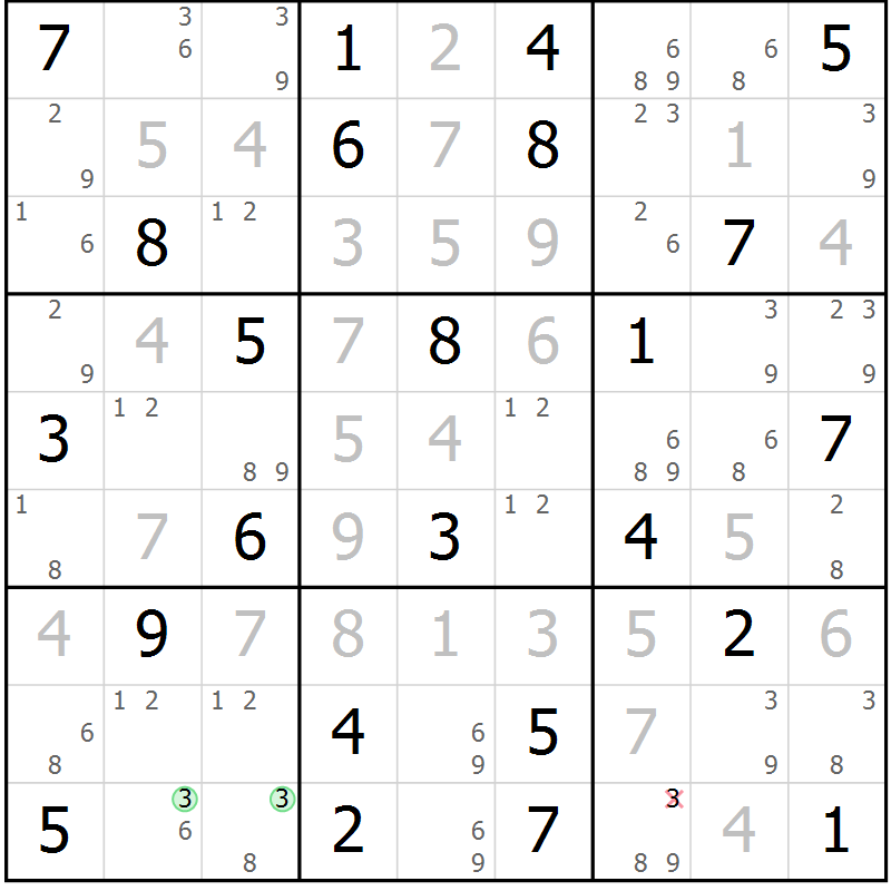Position des candidats pour la solution de la Gr 32 page 35 du magazine de sudoku Maestro n° 099