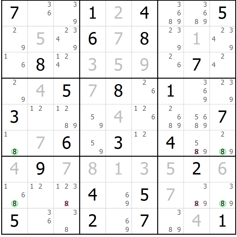Position des candidats pour la solution de la Gr 32 page 35 du magazine de sudoku Maestro n° 099