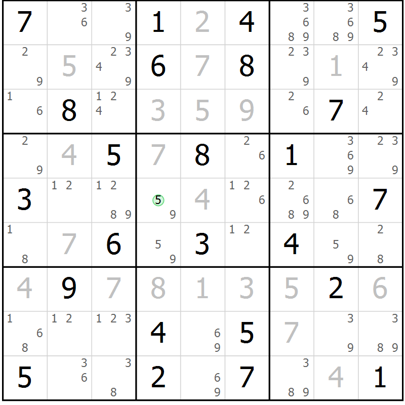 Position des candidats pour la solution de la Gr 32 page 35 du magazine de sudoku Maestro n° 099