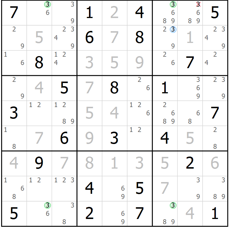 Position des candidats pour la solution de la Gr 32 page 35 du magazine de sudoku Maestro n° 099