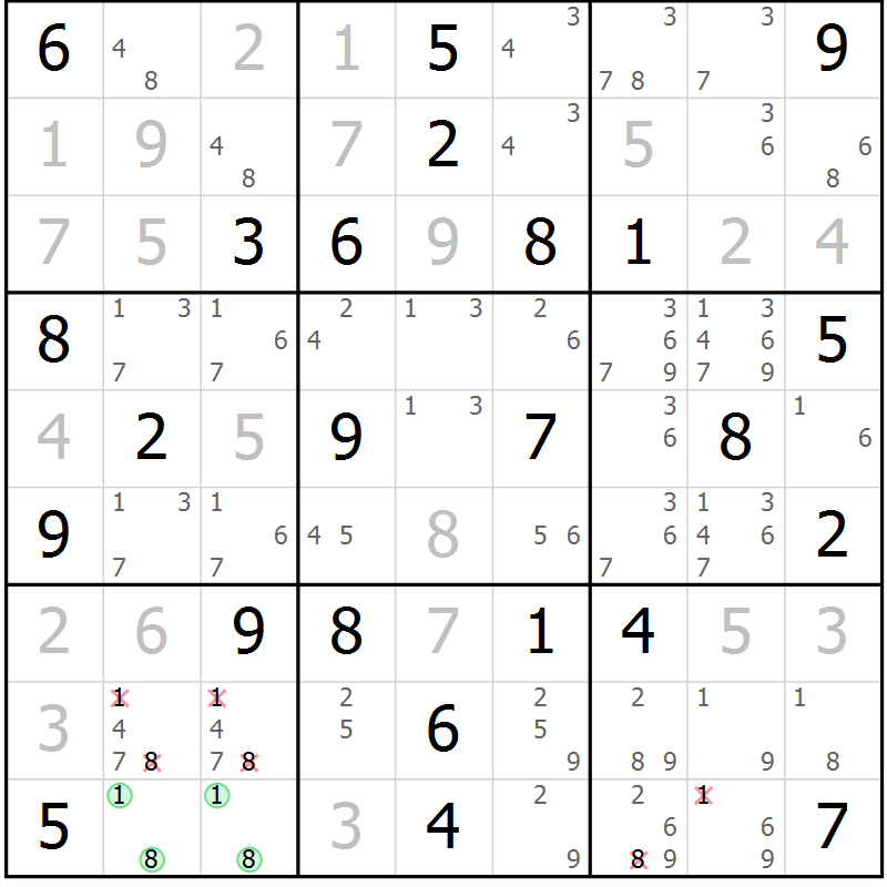 Position des candidats pour la solution de la Gr 34 page 37 du magazine de sudoku Maestro n° 099