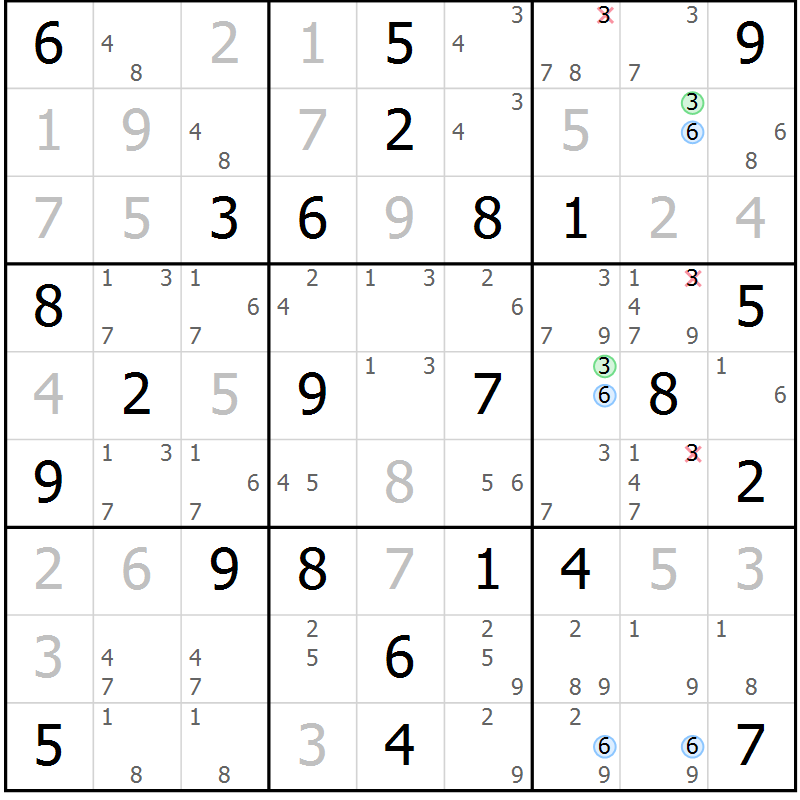 Position des candidats pour la solution de la Gr 34 page 37 du magazine de sudoku Maestro n° 099