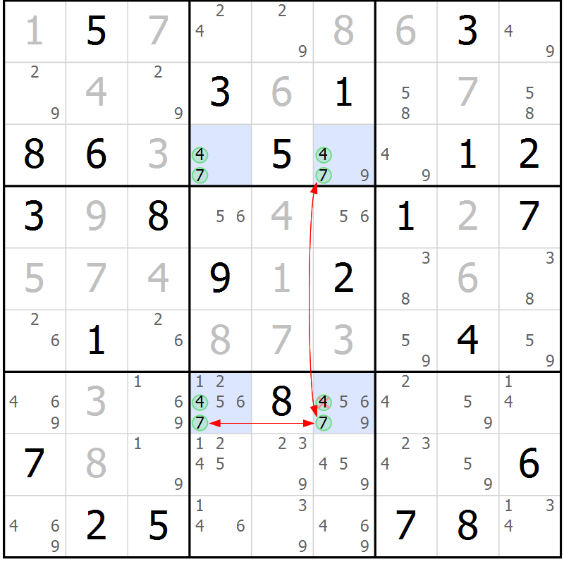 Position des candidats pour la solution de la Gr 35 page 38 du magazine de sudoku Maestro n° 099
