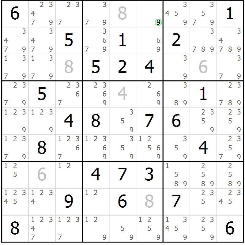 Position des candidats pour la solution de la Gr 36 page 39 du magazine de sudoku Maestro n° 099