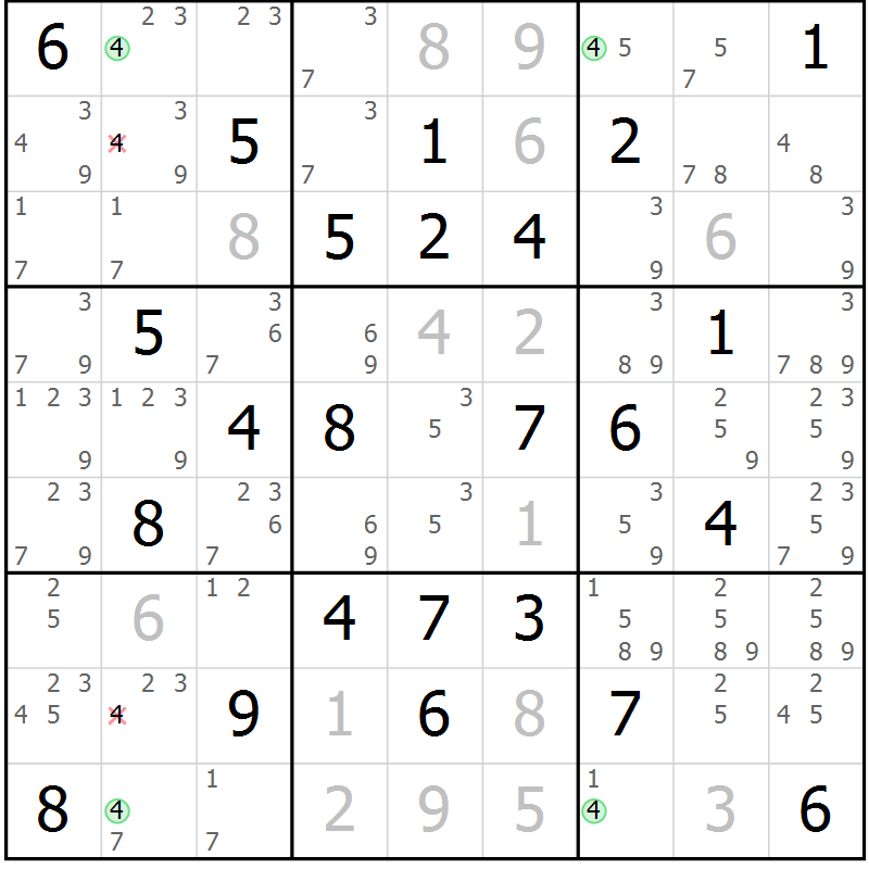 Position des candidats pour la solution de la Gr 36 page 39 du magazine de sudoku Maestro n° 099