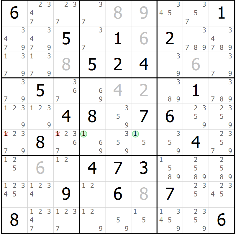 Position des candidats pour la solution de la Gr 36 page 39 du magazine de sudoku Maestro n° 099