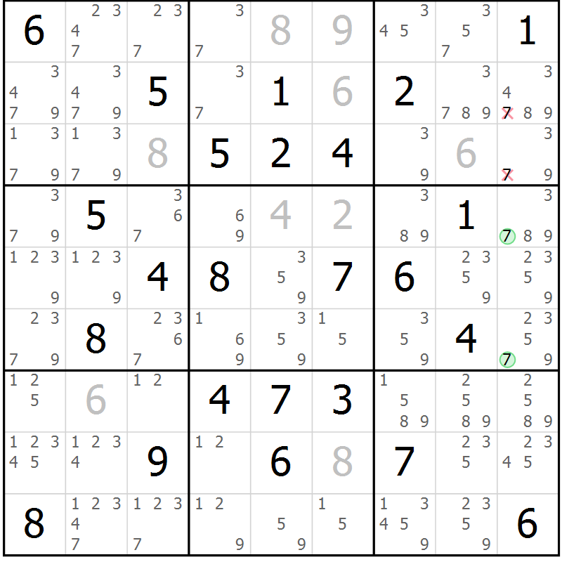Position des candidats pour la solution de la Gr 36 page 39 du magazine de sudoku Maestro n° 099