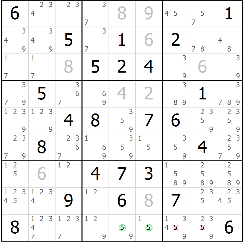 Position des candidats pour la solution de la Gr 36 page 39 du magazine de sudoku Maestro n° 099