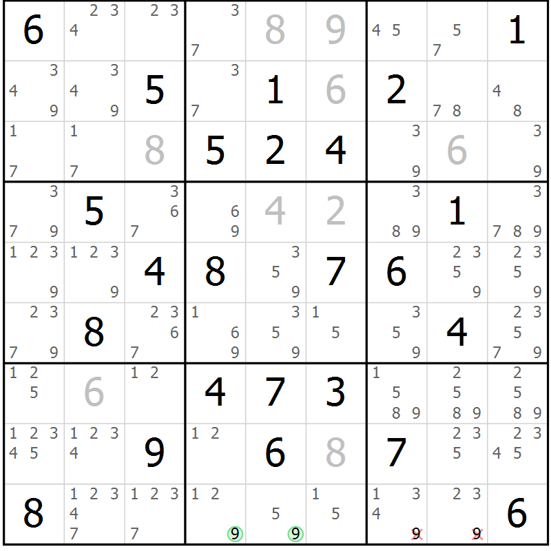 Position des candidats pour la solution de la Gr 36 page 39 du magazine de sudoku Maestro n° 099