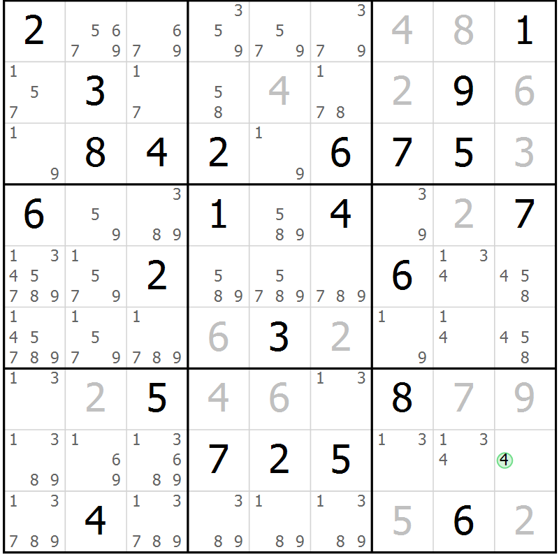 Position des candidats pour la solution de la Gr 37 page 40 du magazine de sudoku Maestro n° 099