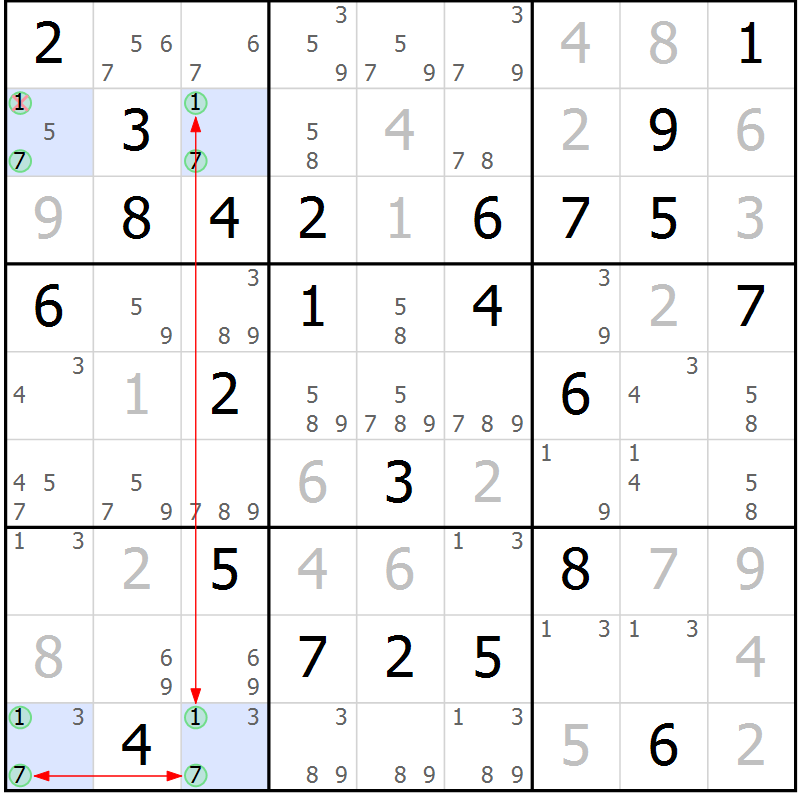 Position des candidats pour la solution de la Gr 37 page 40 du magazine de sudoku Maestro n° 099