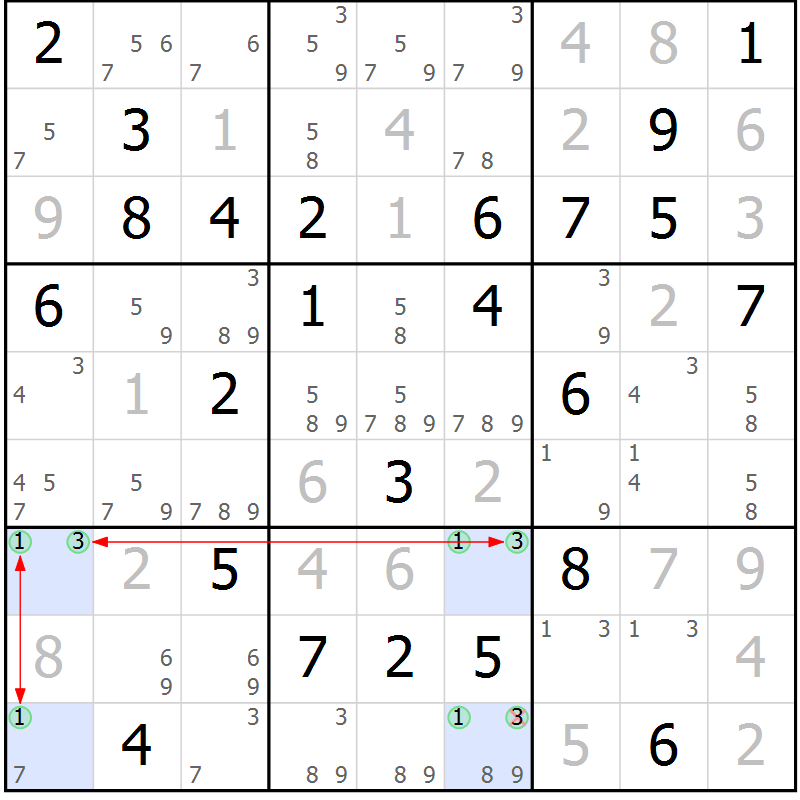Position des candidats pour la solution de la Gr 37 page 40 du magazine de sudoku Maestro n° 099