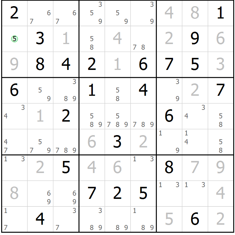 Position des candidats pour la solution de la Gr 37 page 40 du magazine de sudoku Maestro n° 099